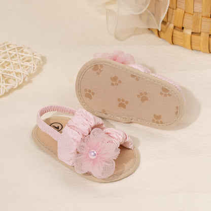 Meckior Infant Baby Girls Boys Summer Sandals Open Toe Lace Princess Dress Wedding Flats Shoes Newborn Toddler Soft Non-slip Sole First Walker Crib Shoes
