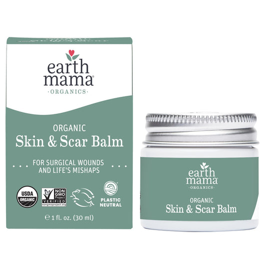 Earth Mama Organic Skin & Scar Balm |C-Section Recovery Skin Care, Pregnancy Stretch Mark Scar Cream with Organic Jojoba Oil, Tamanu Oil & Gotu Kola (2-Pack)