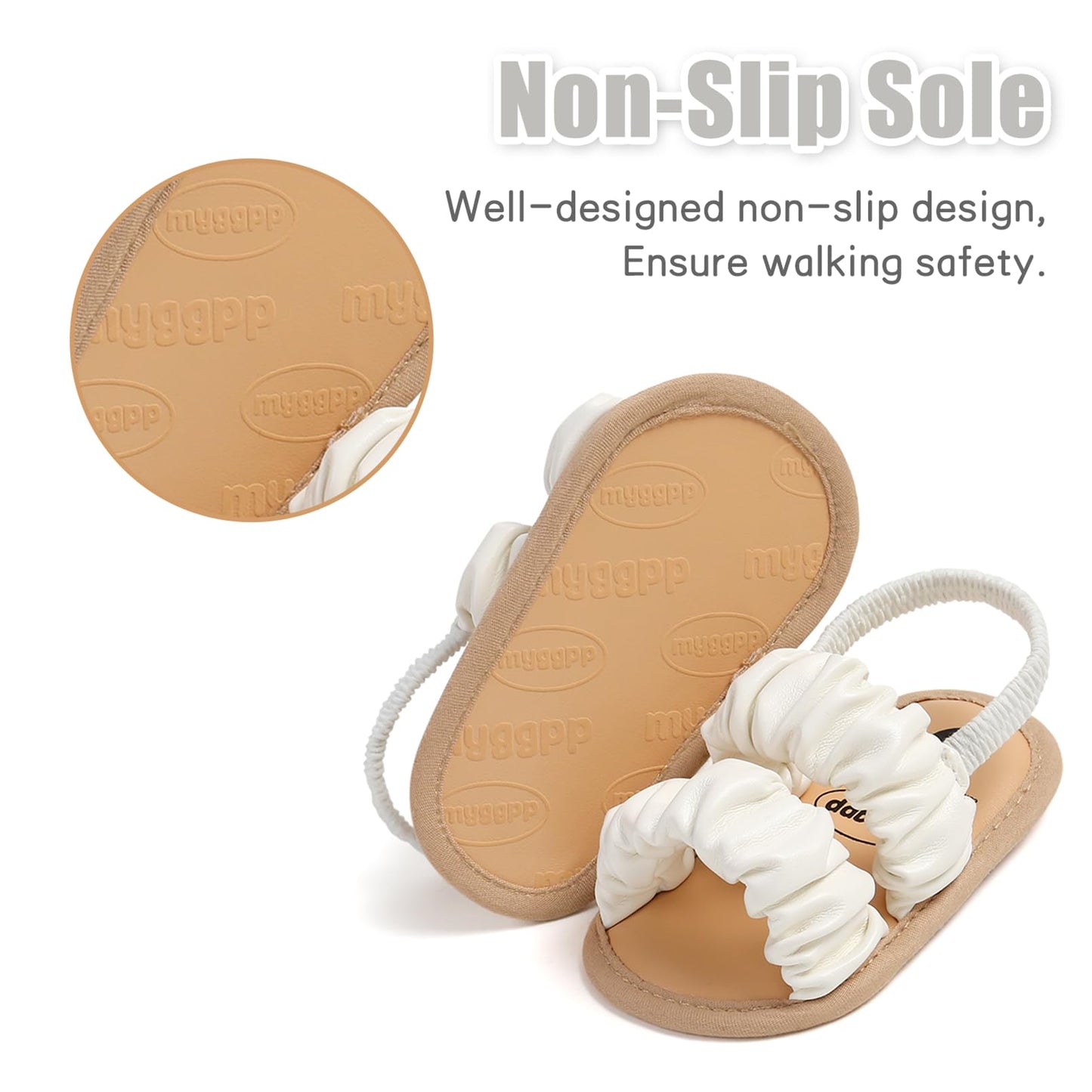 CoKate Baby Girls Sandals Ruffle Bowknot Premium Soft Sole Anti-Slip Open Toe Breathable Summer Outdoor First Walker Shoes Baby Sandals 0-3 months girls