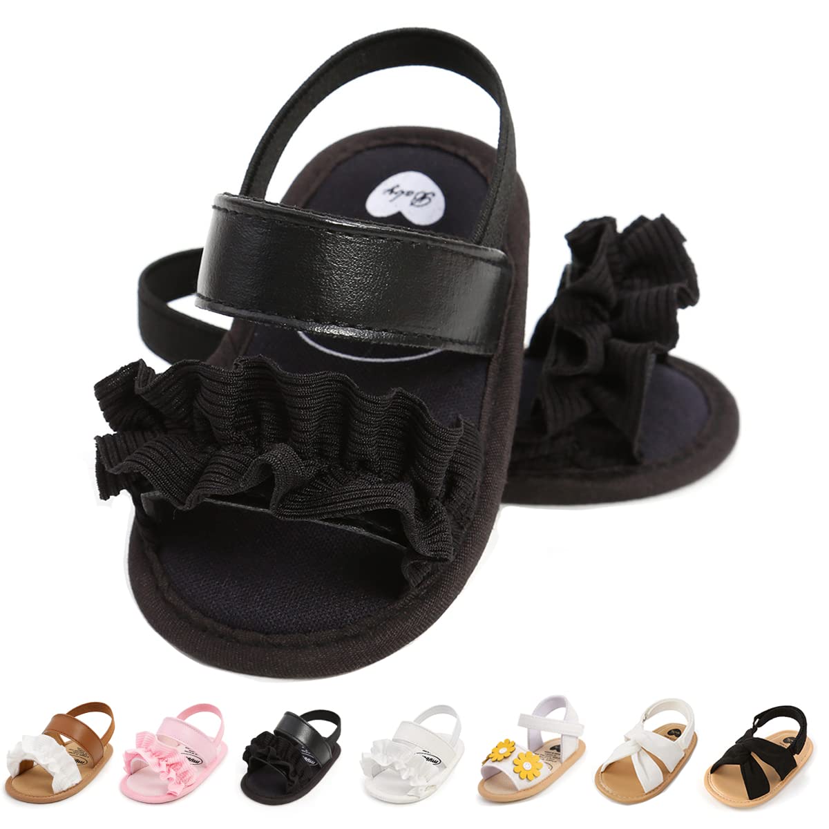 Ohwawadi Baby Boys Girls Sandals Soft Sole Summer Infant Wedding Dress Flat Shoes Beach Sandal Newborn Crib Shoes First Walkers