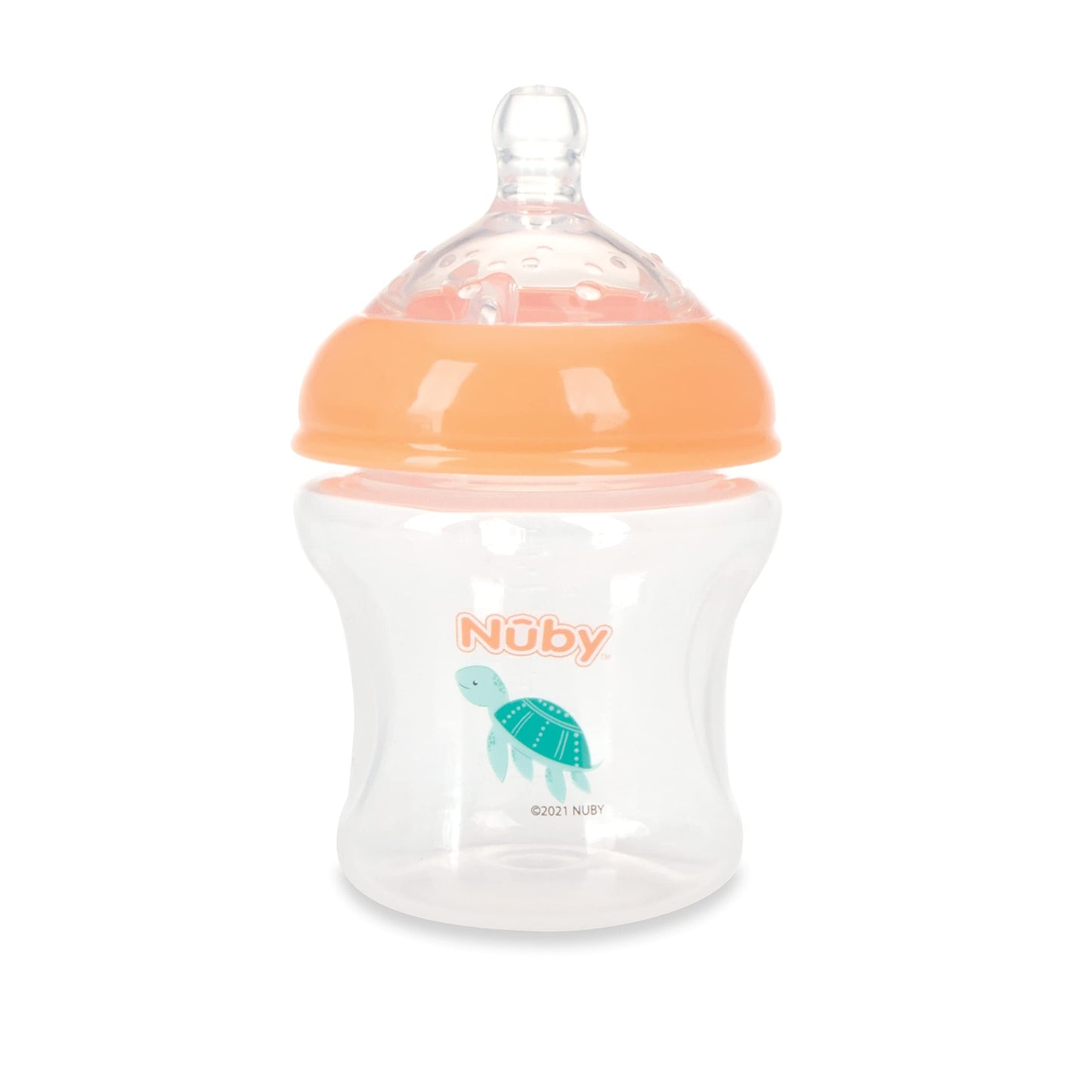 Nuby 3-Pack Infant Feeding Bottles with Slow Flow Breast Size Silicone Nipple: 0+ Months, 6oz, 3 Pack Set: Delicate Star, Rainbow, Butterfly Prints