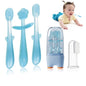 FOKiiBO Baby Silicone Toothbrush Set, Toothbrush + Tongue Brush + Toothbrush + Finger Toothbrush with Cup for Training Teething, 0-18M Infant Toddler Newborn Baby Teeth Brushes (Yellow)