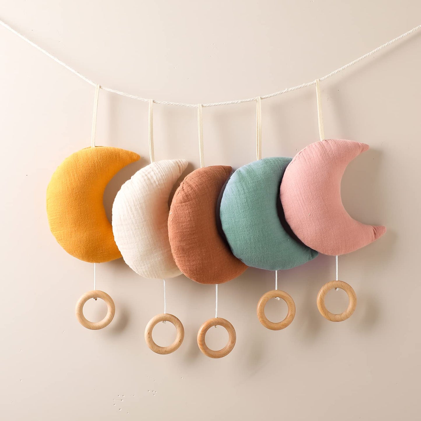 Baby Crib Mobile for Boys Girls| Boho Nursery Mobile| Gender Neutral Hand-Crocheted Mobile| Ceiling Mobile - Stars, Clouds, Moon