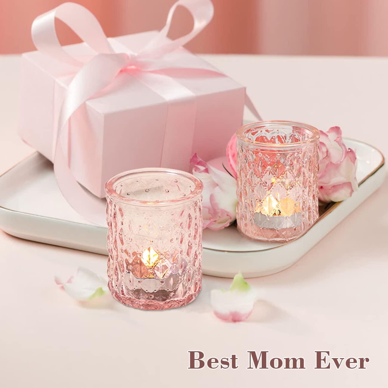 24pcs Pink Votive Candle Holders, Girl Baby Shower Decorations, Tealight Candle Holder for Valentine's Day, Wedding, Brithday Party, Table Centerpiece