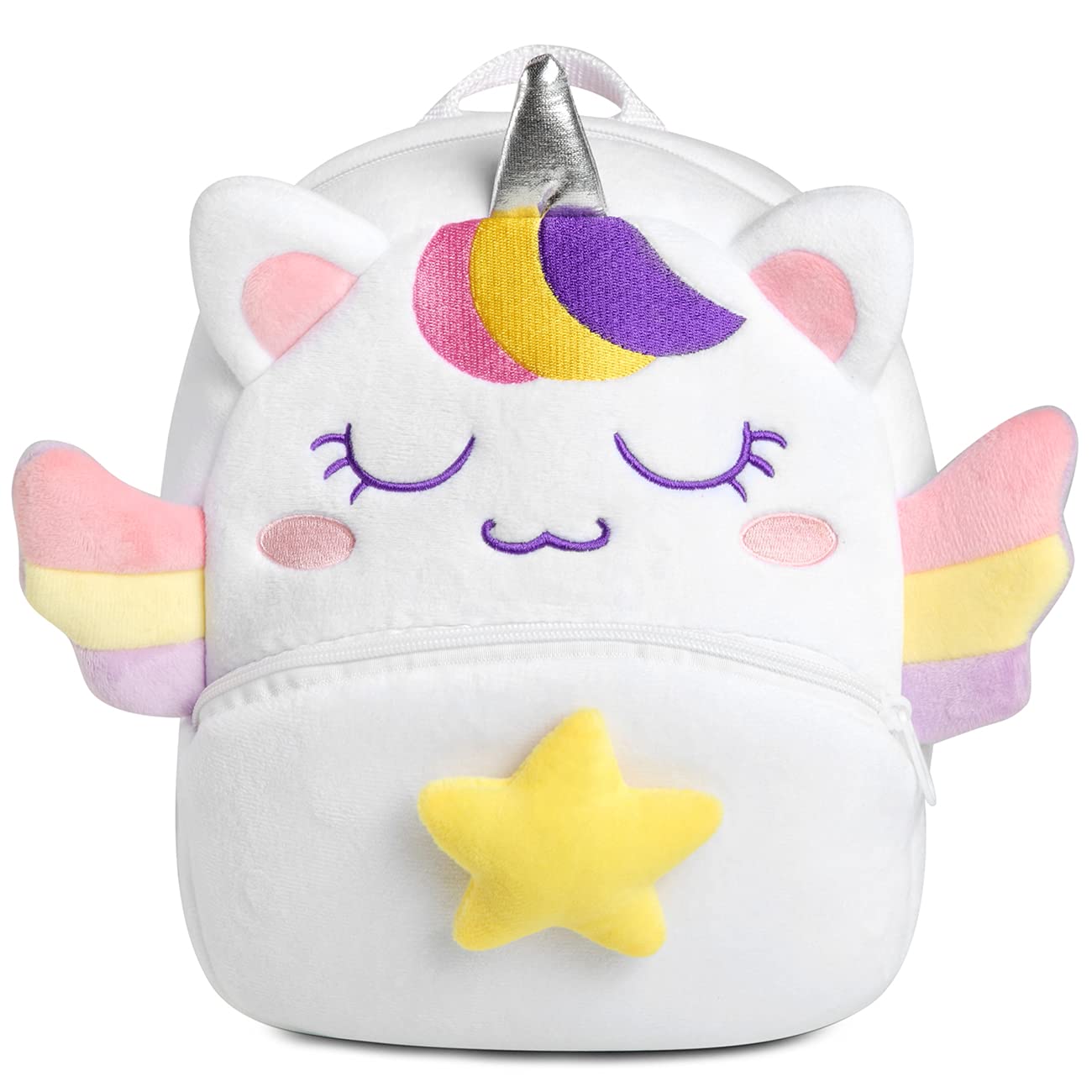 VASCHY Toddler Backpack, Baby Boys and Girls Cute Plush Animal Small Daycare Backpack for Baby Little Kids Yellow Cat