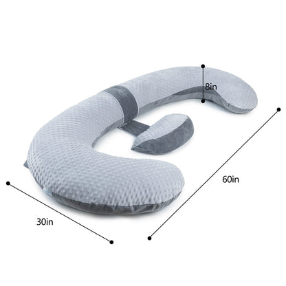 QUEEN ROSE Cooling Pregnancy Pillows,E Shaped Full Body Pillow for Sleeping, with Pregnancy Wedge Pillow for Belly Support, 60 Inch Maternity Pillow for Side Sleeper, Cooling Rayon Cover, Purple