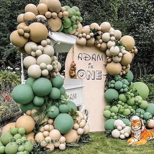 Pink Blue Green Balloon Garland Double Stuffed Dusty Light Green Baby Blue Blush Mauve Latex Pastel Balloon Arch Kit for Boho Baby Shower Gender Reveal Bear Birthday Floral Party Decoration