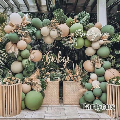 Pink Blue Green Balloon Garland Double Stuffed Dusty Light Green Baby Blue Blush Mauve Latex Pastel Balloon Arch Kit for Boho Baby Shower Gender Reveal Bear Birthday Floral Party Decoration