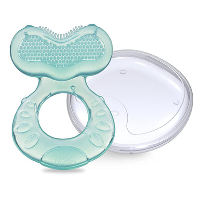 Nuby Silicone Teethe-eez Teether with Bristles, Includes Hygienic Case, Blue