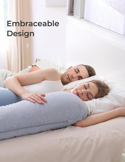 Momcozy Pregnancy Pillows for Side Sleeping, J Shaped Maternity Body Pillow for Pregnancy, Soft Pregnancy Pillow for Head Neck Belly Support, Blue