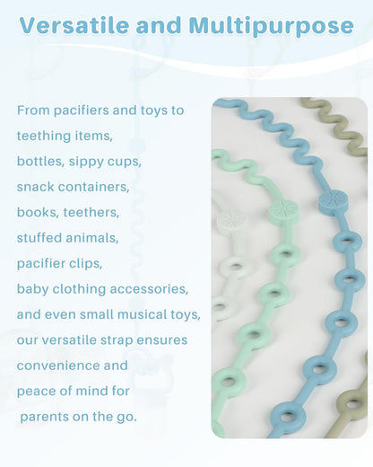 Toy Straps for Baby, 5pcs Adjustable Toy Holder for Stroller Accessories, Silicone Baby Tether Pacifier Clip, No Throw Baby Travel Essential Leash for High Chair, Car Seat (Gril-5 Pack)