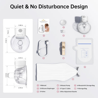 TSRETE Double Wearable Breast Pump, Electric Hands-Free Breast Pumps with 2 Modes, 9 Levels, LCD Display, Memory Function Rechargeable Milk Extractor-24mm Flange, Pink