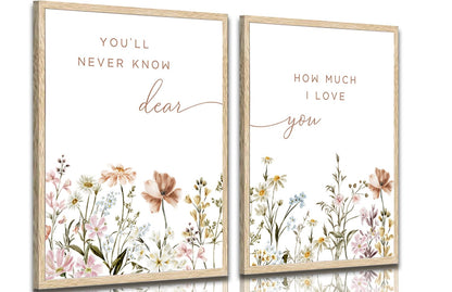libitea 2 Pcs Wildflower Nursery Wall Art Flower Botanical Sentence Poster Painting Picture Wall Decor Boho Girl Nurseries PrintArtwork for Nursery Baby Room Living Room Bedroom Home Decoration