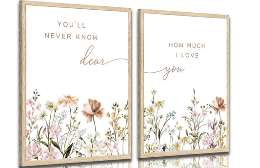 libitea 2 Pcs Wildflower Nursery Wall Art Flower Botanical Sentence Poster Painting Picture Wall Decor Boho Girl Nurseries PrintArtwork for Nursery Baby Room Living Room Bedroom Home Decoration