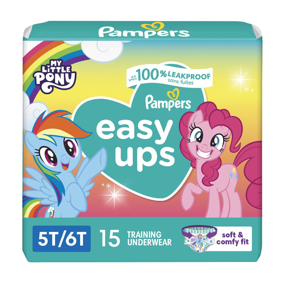 Pampers Training Pants - Easy Ups Girls & Boys - Size 5T-6T, 84 Count, Easy Pull Up & Down Design, My Little Pony Potty Underwear (Packaging May Vary)