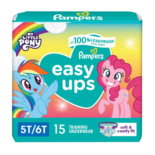 Pampers Training Pants - Easy Ups Girls & Boys - Size 5T-6T, 84 Count, Easy Pull Up & Down Design, My Little Pony Potty Underwear (Packaging May Vary)