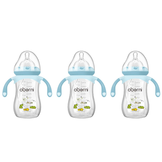 Baby Bottles, Weighted Straw Toddler Milk Bottles with Non-Slip Handle, Size + Variable Fast Flow, 12+ Months, BPA-Free, Blue/1Pack/9oz