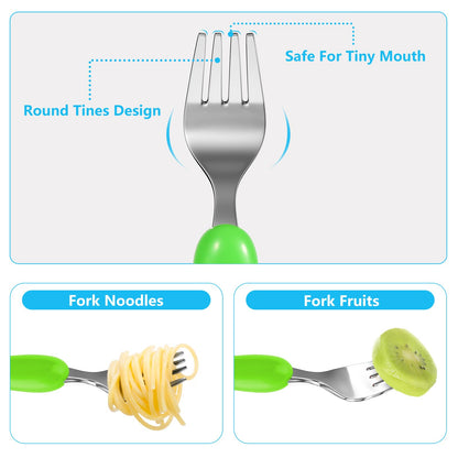Lehoo Castle Kids Utensils, 6pcs Silverware Set, Safe Stainless Steel Toddler Fork and Spoon, Includes 3 Spoons and 3 Forks (Pink)