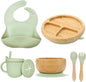 Bamboo Suction Plates for Babies and Bamboo Plates For Kids Baby Feeding and Weaning (Green)