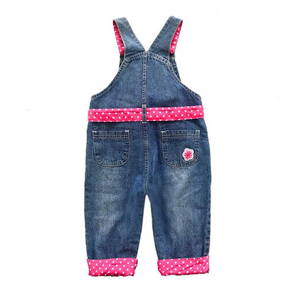 Peacolate 3months-3Years Baby Girls Denim Overalls Embroidery Bib Pants Jeans Jumpsuit