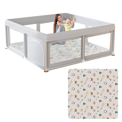 Baby Playpen 50x50 Inch, Play Pens for Babies and Toddlers Baby Fence Baby Play Yards for Indoor & Outdoor with Breathable Mesh Anti-Fall Playpen