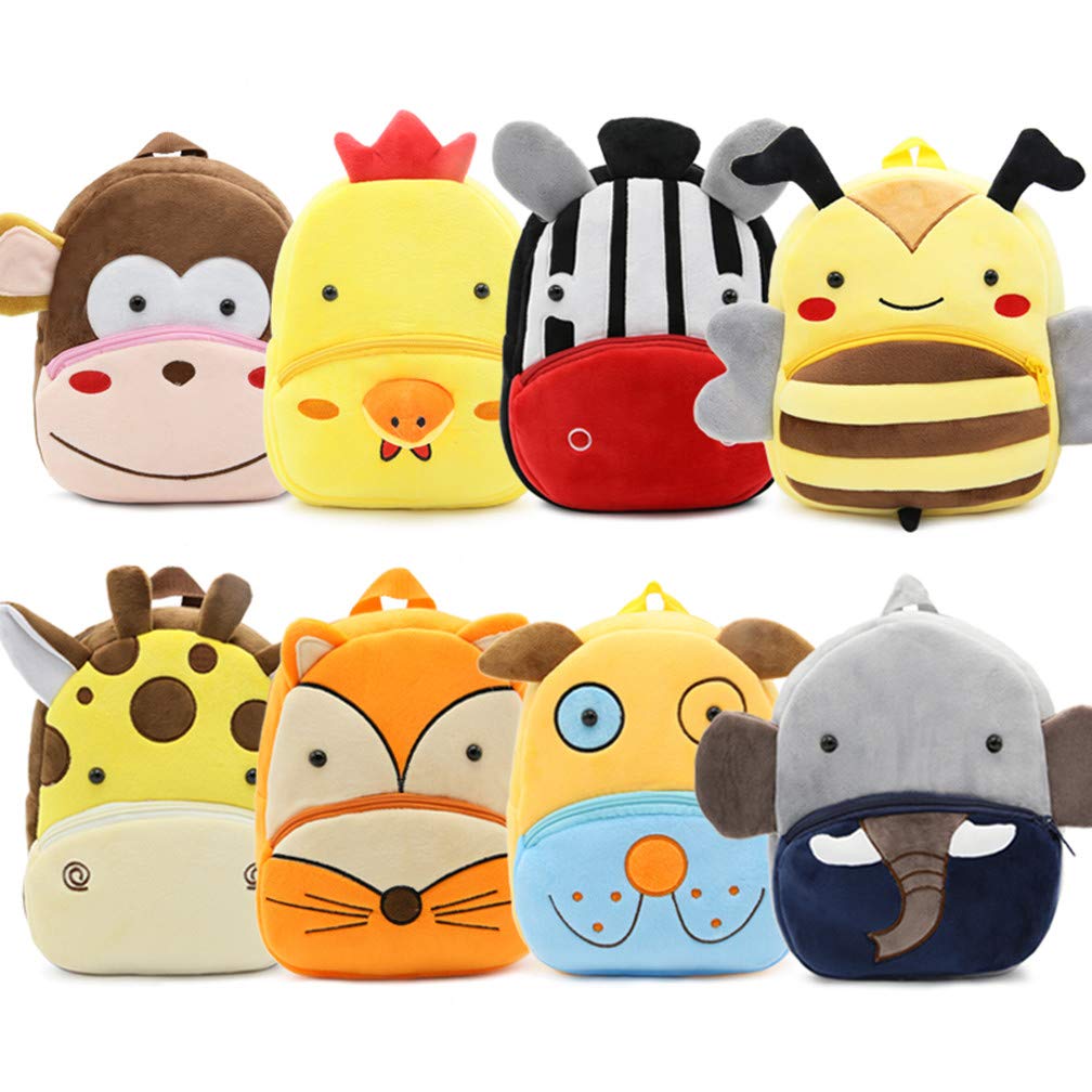 Ladyzone Toddler Backpack Zoo Animals Backpacks Cute Plush Bag Cartoon 10" Preschool Book Bag For 2+ Years Girls Boys