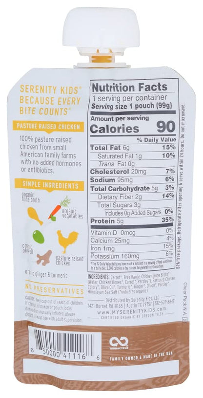 Serenity Kids 7+ Months Bone Broth Puree Made With Organic Veggies - Clean Label Project Purity Award Certified - 3.5 Ounce BPA-Free Pouch - Grass Fed Beef Pot Roast - 12 Count - Baby Food Pouch