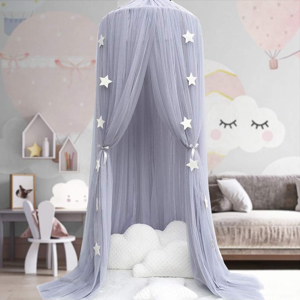 Bed Canopy for Girls - Princess Bed Canopy Mosquito Net Nursery Play Room Decor Dome Premium Yarn Netting Curtains Baby Game Dream Castle, Pink