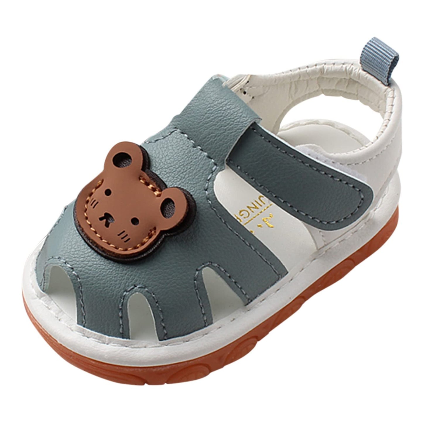 Childrens Bear Leather Foam Sandals Baby Boys Girls Hook Loop Flat Wide Barefoot Shoes Summer Outdoor Casual Water Shoes