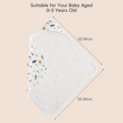 PHF 2 Pack Baby Hooded Towels, 100% Muslin Cotton Baby Bath Towel with Hood for Newborn, Infant, Toddler, Ultra Soft and Absorbent Baby Essentials Bath Towels for Girls, 32x32Inch, Floral
