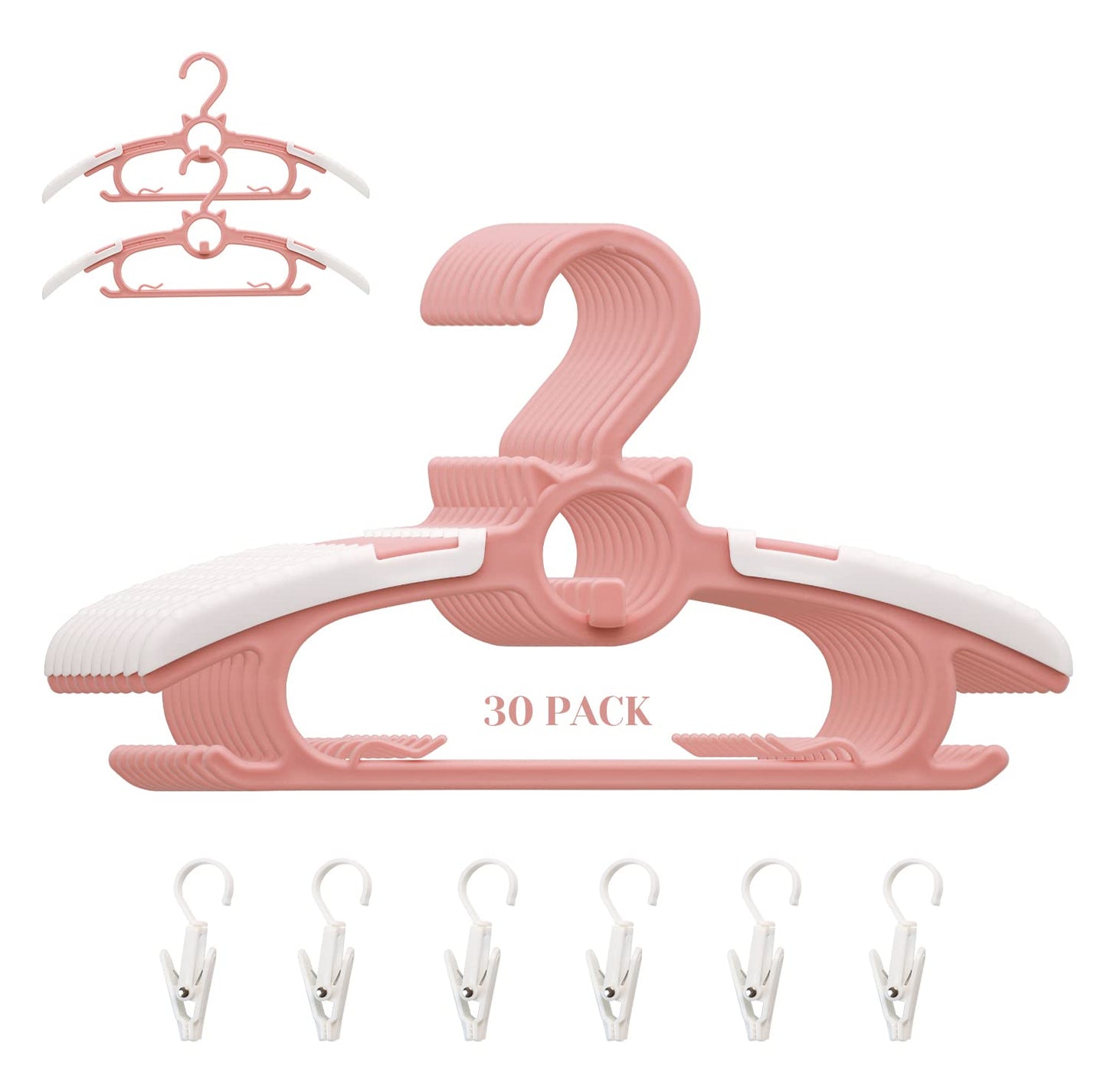 Baby Nursery Closet Hangers, Ultra Thin Non-Slip and Extendable Laundry Infant Pant Hanger for Newborn Clothes - 20pcs11-14" Pink Adjustable Children Coat Hanger for Girl Boy Toddler Kids Child