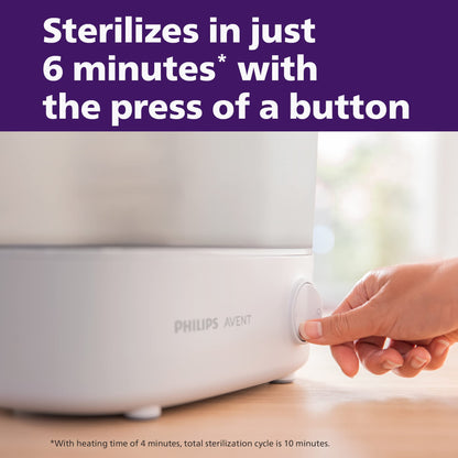 Philips Avent Baby Bottle Sterilizer and Dryer Premium, Removes 99,9% of Bacteria, Chemicals Free, Capacity 6 Bottles/Teats/Accessories, Modular Space Saving Design, Model SCF293