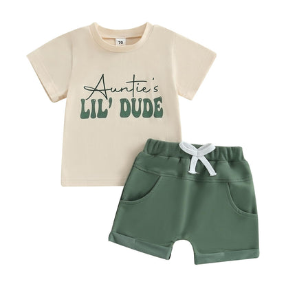 Toddler Baby Boy Summer Clothes Funny Pattren Letter Short Sleeve T Shirt with Shorts 2 Peices Outfits