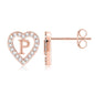 Anoup Heart Initial Stud Earrings - Gifts for Girls, Sterling Silver Post 14K Gold Plated All Over Hypoallergenic | CZ Simulated Diamond Stud Earrings | Birthday Gifts for Kids Toddlers Daughter