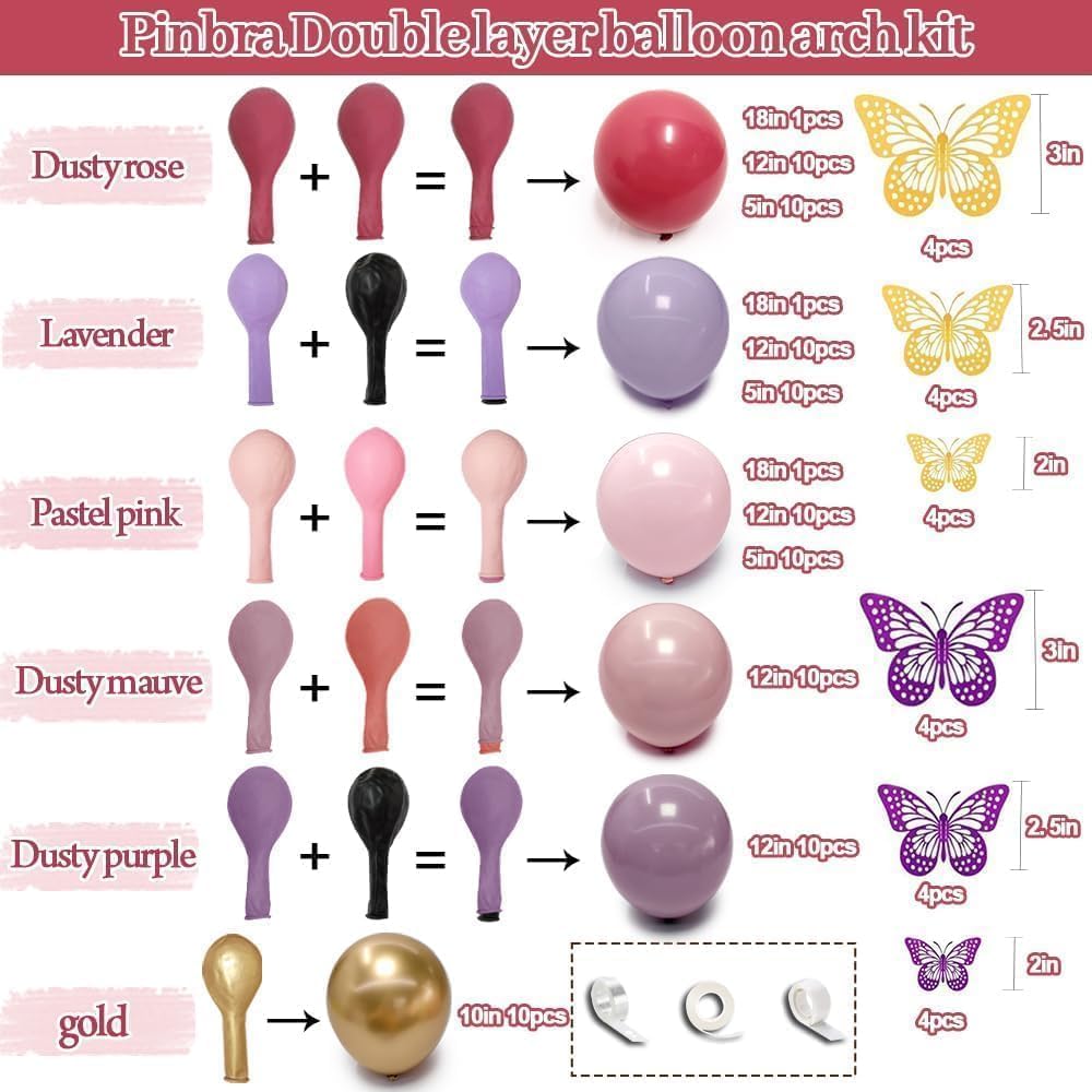 Dusty Pink Brown Balloon Garland Nude Tan Pink Rose Gold Metallic Double Stuffed Dusty Rose Mauve Blush Beige Balloon Arch Kit for Baby Shower Birthday Bridal Wedding Party Decoration