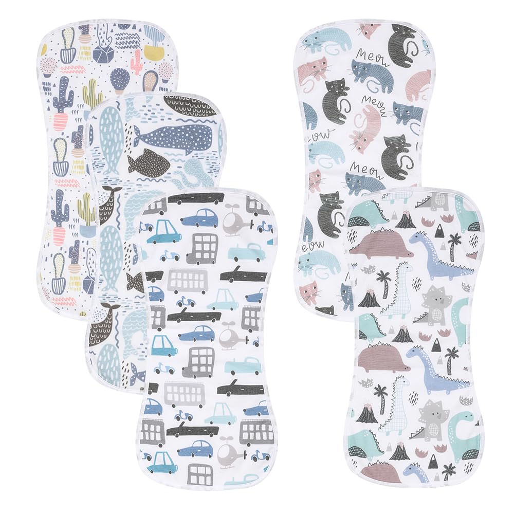 5 Pack Cotton Baby Burp Cloths Extra Absorbent Soft for Baby Boys and Girls (Pink-2)