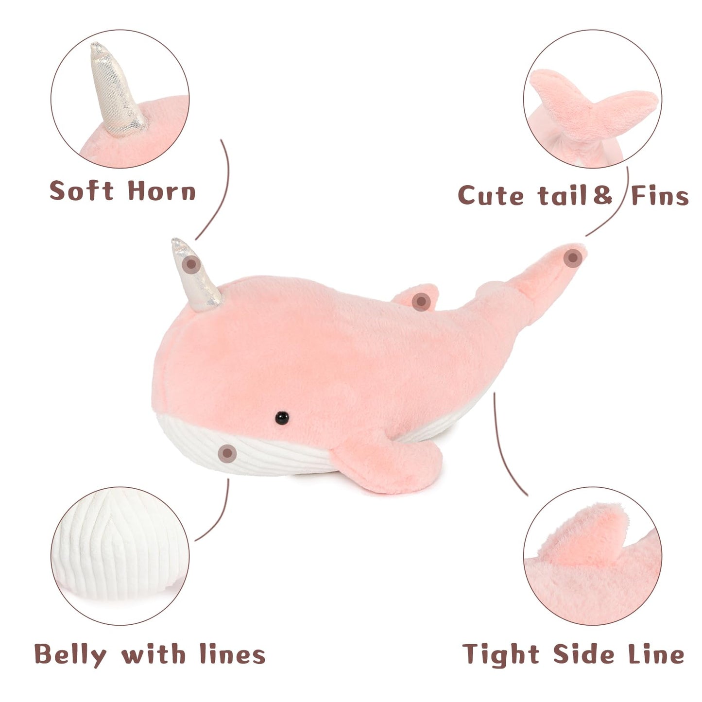 Tezituor 43.3 inch Giant Whale Stuffed Animal, Large Stuffed Whale Plush Ocean Toys, Hugging 4ft Soft Whale Plush Pillow for Girls Boys