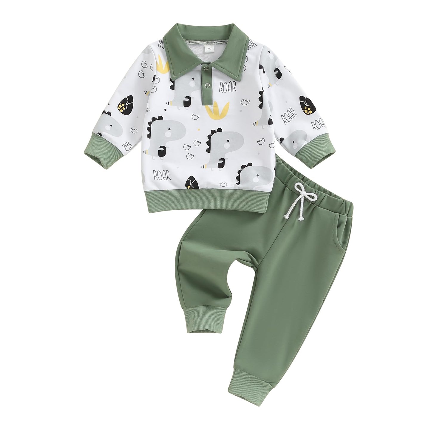 MA&BABY Toddler Boys Clothes Dinosaur Print 6 12 18 24 Months 3T 4T Outfits Long Sleeve Pullover Jogger Pant 2PC Sets
