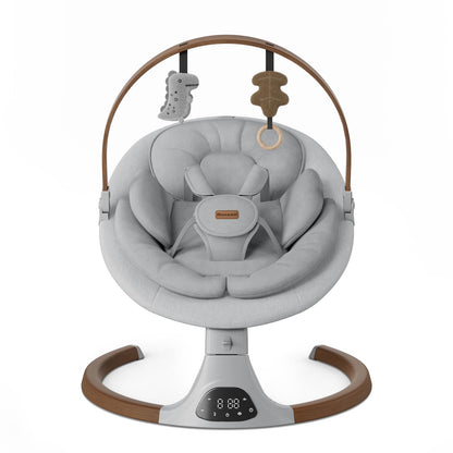 Baby Swings for Infants, Monamii Baby Swing, Bluetooth Infant Swing with Music Speaker, 5 Speeds and Remote Control, Indoor & Outdoor Use (Beige)