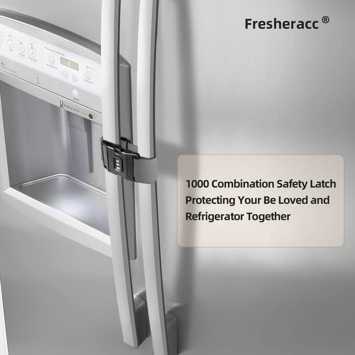 Fridge Freezer Refrigerator Cabinet Lock Latch, (2 Packs) Adjustable French Door Guard for Toddlers Children Kids Special Needs, No Drill No Screw No Adhesive (2 Packs Black)