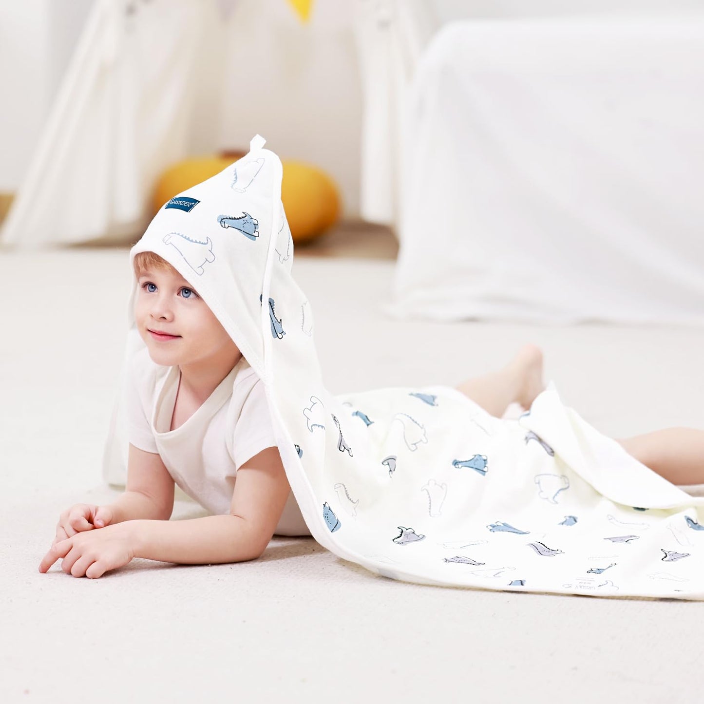 GRSSDER Baby Hooded Towel 2 Pack for Newborn, Super Soft Bath Towels with Original Design, Ultra Absorbent Knit Terry, Large Toddler Towels with Hood for Girls, Shower Gifts for Infant, 34"x 34"