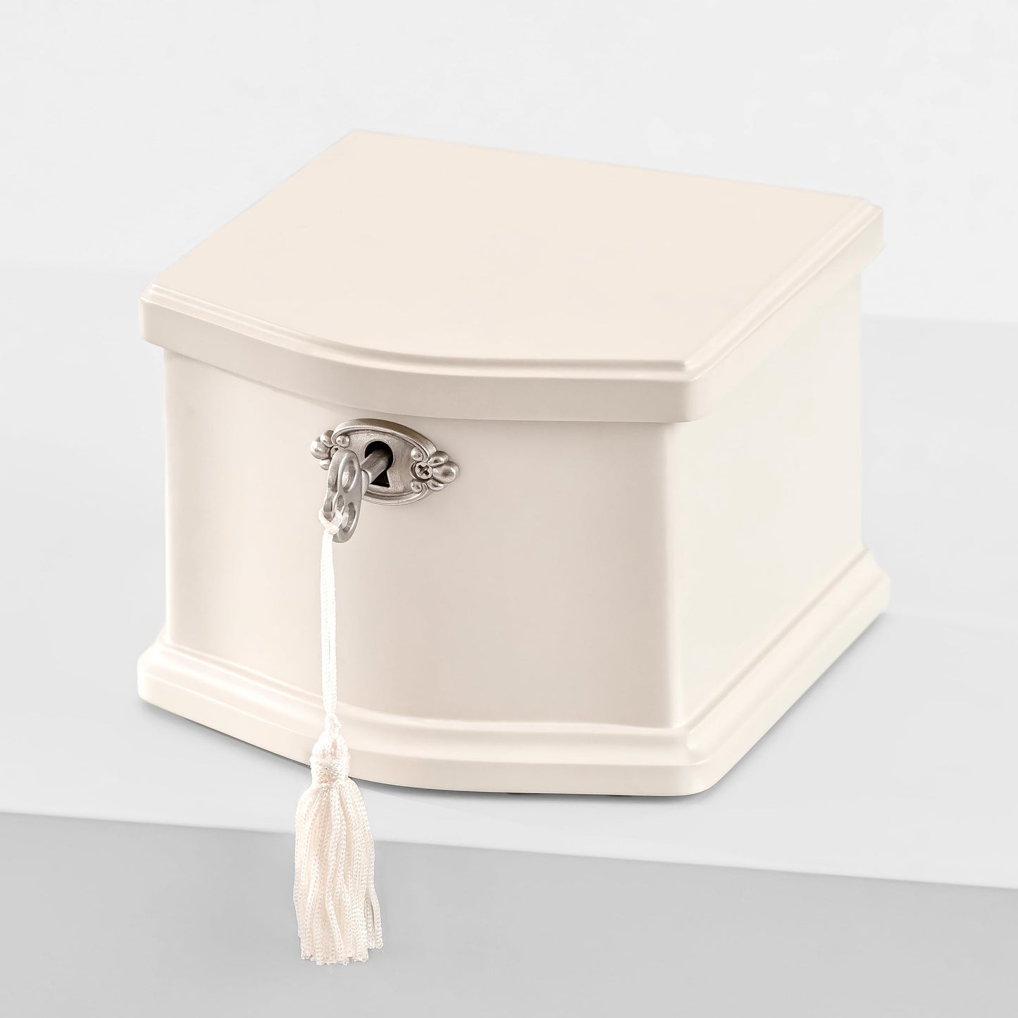 Wooden Musical Jewelry Box for girls with Mirror and Key Lock, Gift for Kids on Birthdays and Holidays (Pink, Small) (Beige, Small)