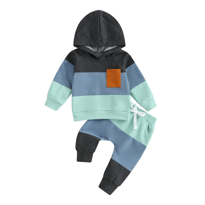 Infant Baby Boy Fall Winter Clothes Outfits Hooded Long Sweatshirt Pants Set Toddler Clothes 6 12 18 24 Months 2T