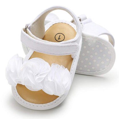 COSANKIM Infant Baby Girls Summer Sandals with Flower Soft Sole Newborn Toddler First Walker Crib Dress Shoes