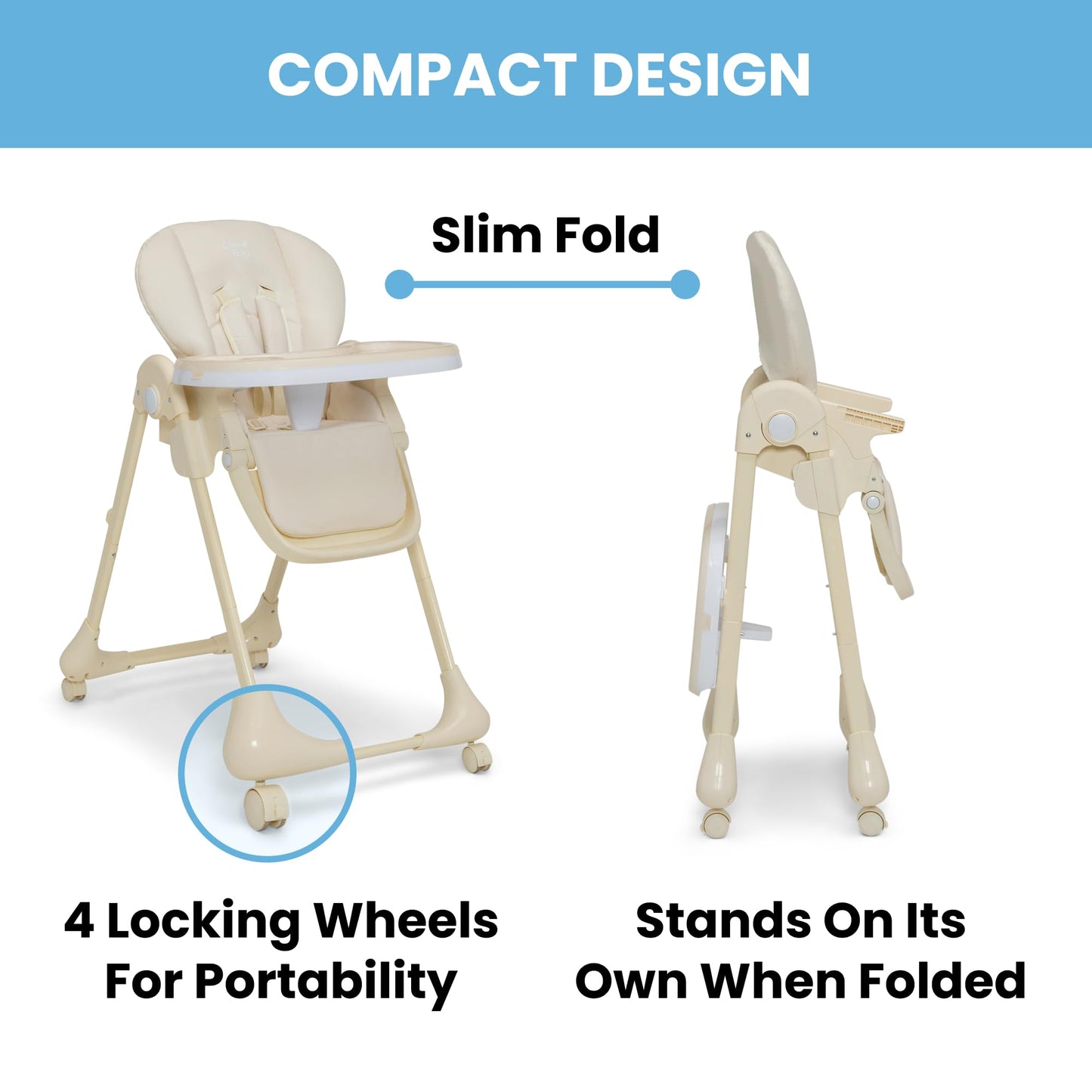 Delta Children Little Folks 2-in-1 SlimFold High Chair for Babies and Toddlers, Sage Green