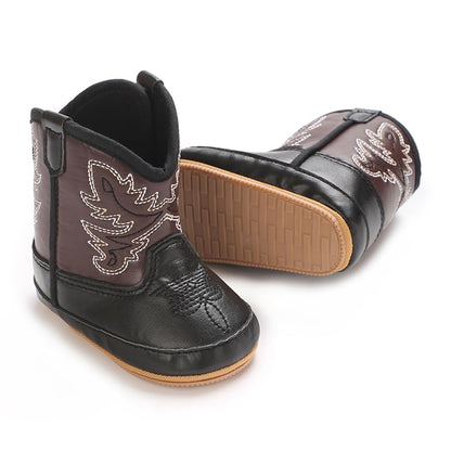Kuner Baby Cowboy Boots Western Boots Toddler Cowboy Bootie Soft Sole Non-Slip Crib Shoes for Infant Boys Girls0-18 Months