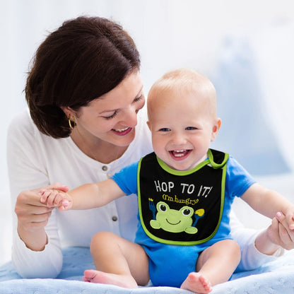 7Pcs Cotton Waterproof Baby Bibs Hook Loop Closure Newborn Bib Keepsake Baby Gift for Drooling Feeding Eating