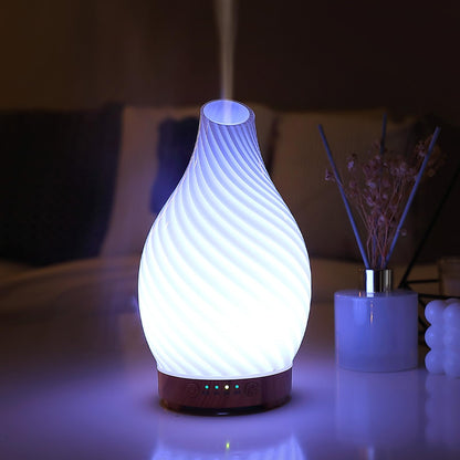 Essential Oil Diffuser Hand Blown Glass Aromatherapy Diffuser - Ultrasonic Cool Mist Scent Aroma Diffuser, Whisper Quiet with Auto Shut-Off, Timer Setting &7 Colors Night Light for Home