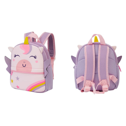 KK CRAFTS Preschool Toddler Backpack with Leash, 3D Cute Cartoon Neoprene Animal Schoolbag for Kids Boys Girls(Pink Dinosaur)