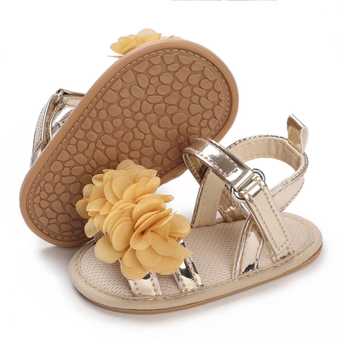 COSANKIM Baby Girl Sandals Rubber Sole Summer Outdoor Infant First Walker Crib Dress Shoes Baby Sandals